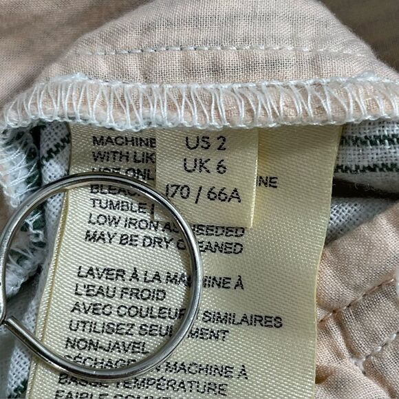 Anthropologie Beachgoer Linen Cotton Shorts in Green White Stripes Size 2 - Picture 6 of 8
